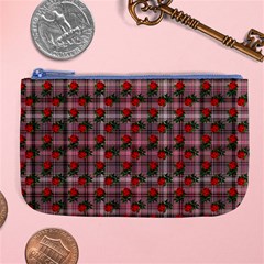 Roses Pink Plaid Large Coin Purse by snowwhitegirl