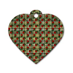 Roses Yellow Plaid Dog Tag Heart (one Side) by snowwhitegirl