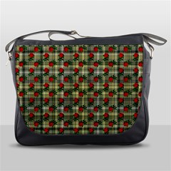 Roses Yellow Plaid Messenger Bag by snowwhitegirl