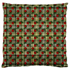 Roses Yellow Plaid Standard Flano Cushion Case (one Side) by snowwhitegirl