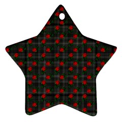 Roses Black Plaid Ornament (Star)