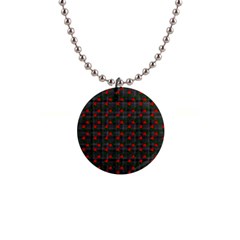 Roses Black Plaid 1  Button Necklace