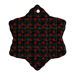 Roses Black Plaid Snowflake Ornament (Two Sides)