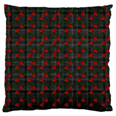 Roses Black Plaid Standard Flano Cushion Case (One Side)