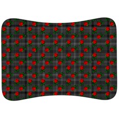 Roses Black Plaid Velour Seat Head Rest Cushion