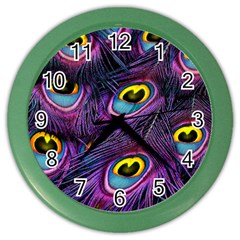 Peacock Feathers Purple Color Wall Clock by snowwhitegirl