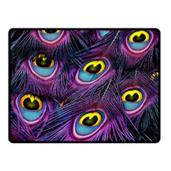 Peacock Feathers Purple Double Sided Fleece Blanket (small)  by snowwhitegirl