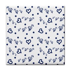 Duck Family Blue Pattern Tile Coasters by snowwhitegirl