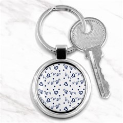 Duck Family Blue Pattern Key Chains (round)  by snowwhitegirl