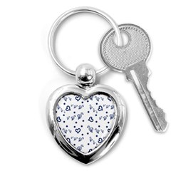 Duck Family Blue Pattern Key Chains (heart)  by snowwhitegirl