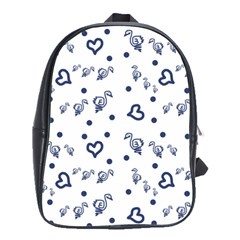 Duck Family Blue Pattern School Bag (large) by snowwhitegirl