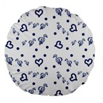 Duck Family Blue Pattern Large 18  Premium Round Cushions Back