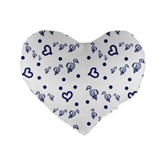 Duck Family Blue Pattern Standard 16  Premium Heart Shape Cushions by snowwhitegirl