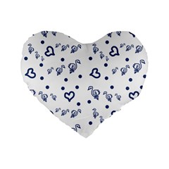 Duck Family Blue Pattern Standard 16  Premium Flano Heart Shape Cushions by snowwhitegirl