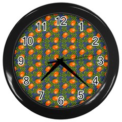 Mandarins Teal Blue Wall Clock (black) by snowwhitegirl