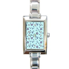 Duck Family Blue Pink Hearts Pattern Rectangle Italian Charm Watch by snowwhitegirl