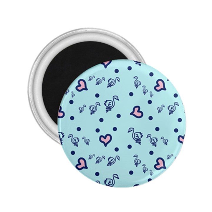 Duck Family Blue Pink Hearts Pattern 2.25  Magnets