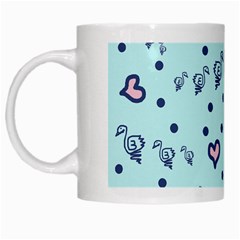 Duck Family Blue Pink Hearts Pattern White Mugs by snowwhitegirl