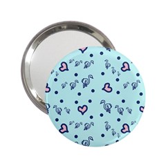 Duck Family Blue Pink Hearts Pattern 2 25  Handbag Mirrors by snowwhitegirl