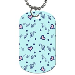 Duck Family Blue Pink Hearts Pattern Dog Tag (two Sides) by snowwhitegirl