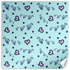 Duck Family Blue Pink Hearts Pattern Canvas 12  X 12  by snowwhitegirl