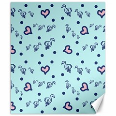 Duck Family Blue Pink Hearts Pattern Canvas 20  X 24  by snowwhitegirl