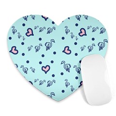 Duck Family Blue Pink Hearts Pattern Heart Mousepads by snowwhitegirl