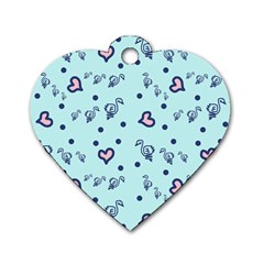 Duck Family Blue Pink Hearts Pattern Dog Tag Heart (two Sides) by snowwhitegirl