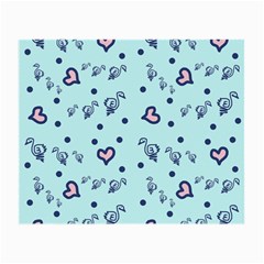 Duck Family Blue Pink Hearts Pattern Small Glasses Cloth (2-side) by snowwhitegirl