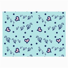 Duck Family Blue Pink Hearts Pattern Large Glasses Cloth (2-side)