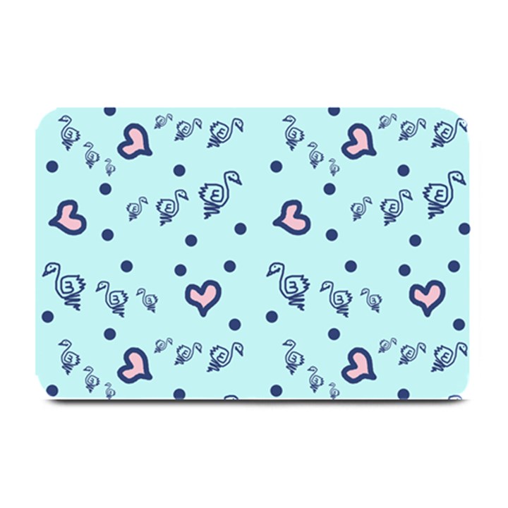 Duck Family Blue Pink Hearts Pattern Plate Mats