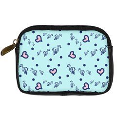 Duck Family Blue Pink Hearts Pattern Digital Camera Leather Case by snowwhitegirl