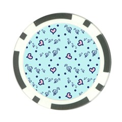 Duck Family Blue Pink Hearts Pattern Poker Chip Card Guard (10 Pack) by snowwhitegirl