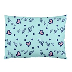 Duck Family Blue Pink Hearts Pattern Pillow Case (two Sides) by snowwhitegirl