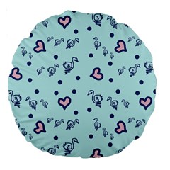 Duck Family Blue Pink Hearts Pattern Large 18  Premium Round Cushions by snowwhitegirl