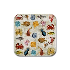 Sea World Vintage Pattern Rubber Coaster (square)  by Valentinaart