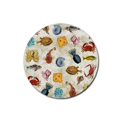 Sea World Vintage Pattern Rubber Coaster (round) 