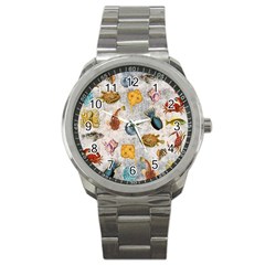 Sea World Vintage Pattern Sport Metal Watch by Valentinaart