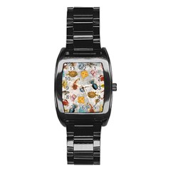 Sea World Vintage Pattern Stainless Steel Barrel Watch by Valentinaart