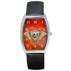 Wonderful Dragon On A Shield With Wings Barrel Style Metal Watch by FantasyWorld7