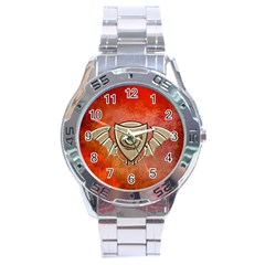 Wonderful Dragon On A Shield With Wings Stainless Steel Analogue Watch by FantasyWorld7