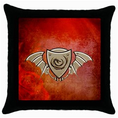 Wonderful Dragon On A Shield With Wings Throw Pillow Case (black) by FantasyWorld7