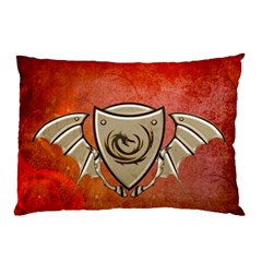 Wonderful Dragon On A Shield With Wings Pillow Case by FantasyWorld7