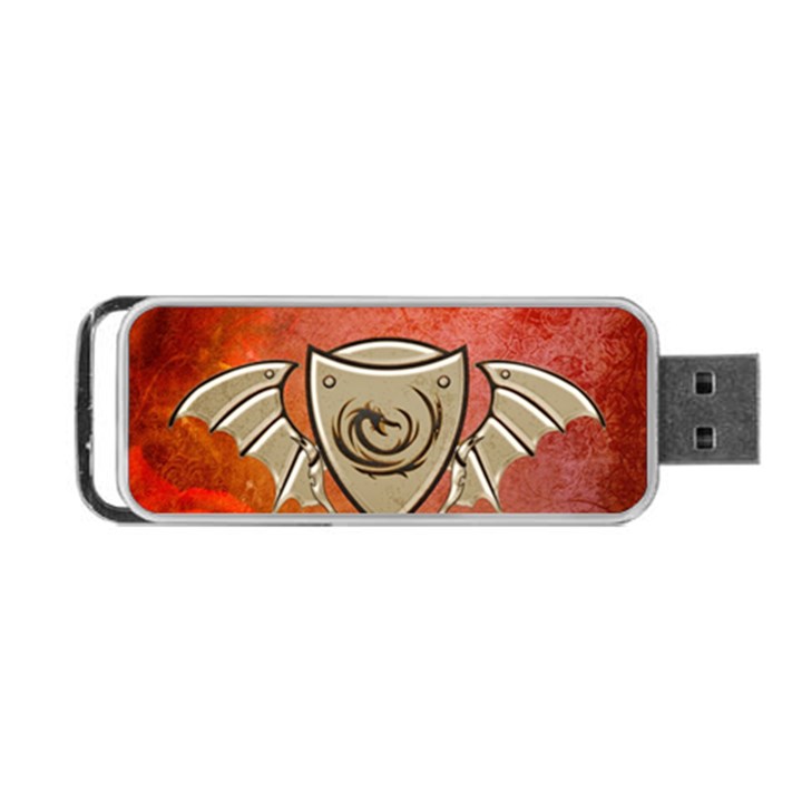 Wonderful Dragon On A Shield With Wings Portable USB Flash (One Side)