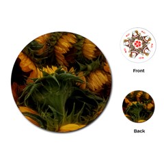 Bunch Of Sunflowers Playing Cards (round) by okhismakingart