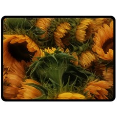 Bunch Of Sunflowers Fleece Blanket (large)  by okhismakingart