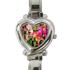 Orchids In The Market Heart Italian Charm Watch by okhismakingart