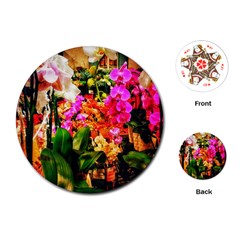 Orchids In The Market Playing Cards (round)