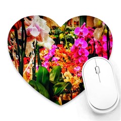 Orchids In The Market Heart Mousepads