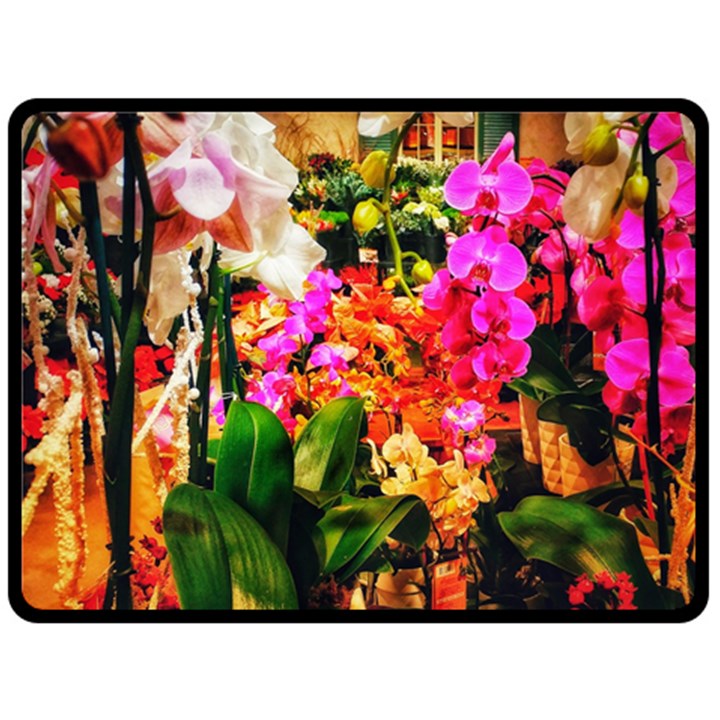 Orchids in the Market Fleece Blanket (Large) 